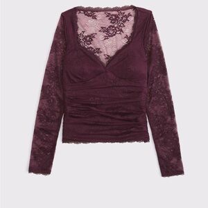 Abercrombie & Fitch Burgundy Lace Long Sleeve Top